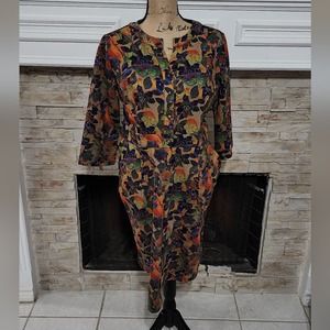 Metisu floral green and blue moleskin super soft dress size large‎
